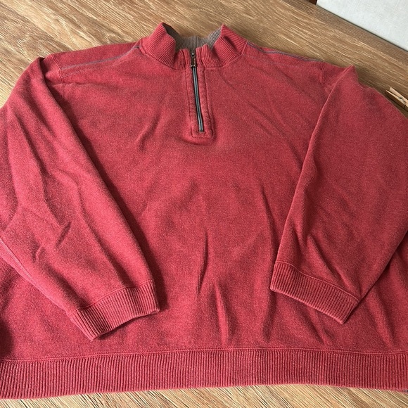 🌴Mens Tommy Bahama Reversible Quarter Zip Pullover Red Grey Beach - Picture 1 of 7